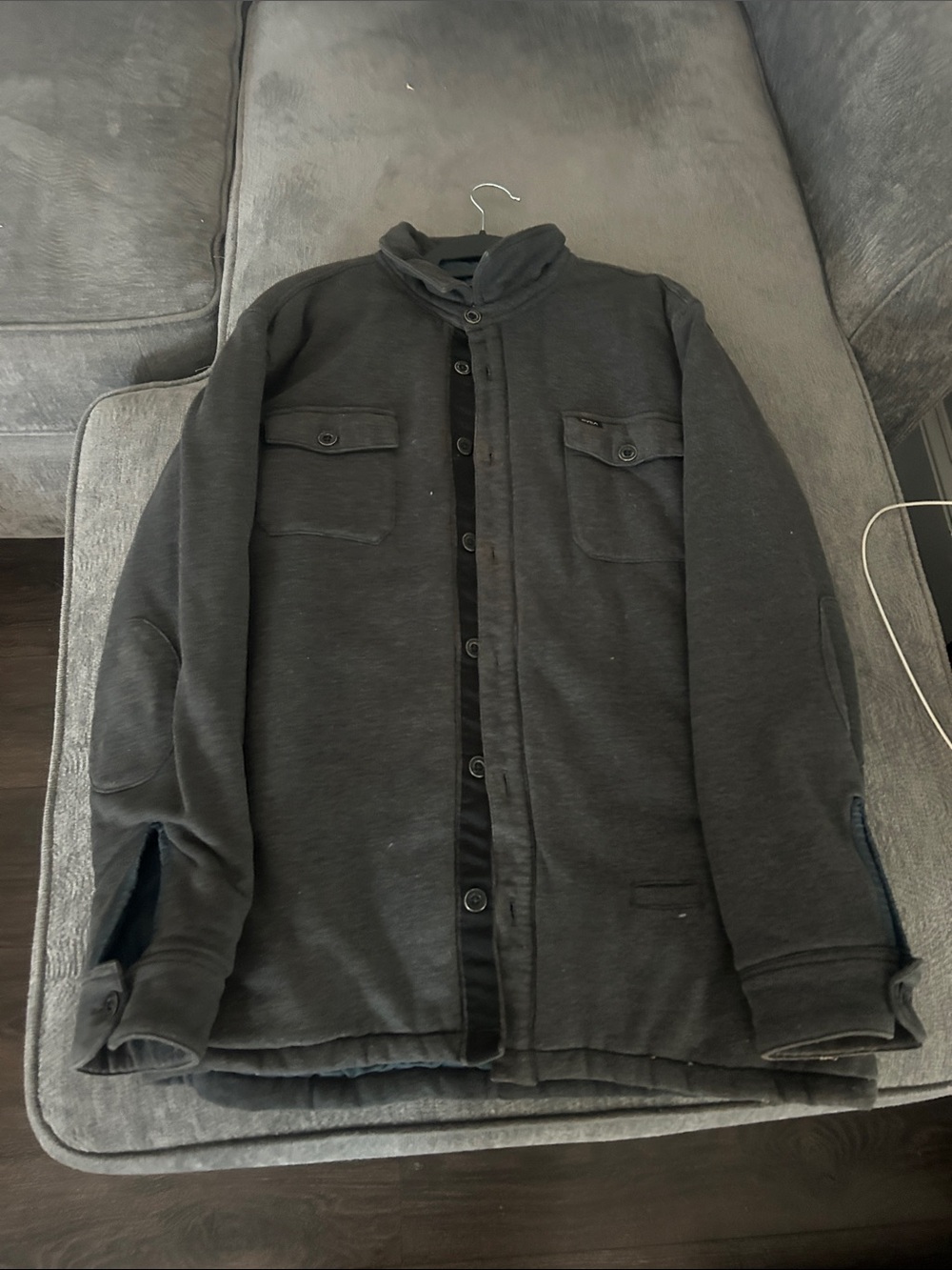 RVCA Men's Dark Charcoal Button-Up Shirt Jacket
